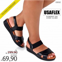Sandália Usaflex Velcro Preta AD2504
