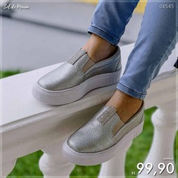 Tênis Amery Slip On Prata SL03408