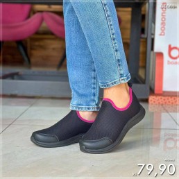 Tênis Meia Nathielly Calce Fácil Preto/Pink 1860.001.701