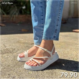 Sandália Eva Flatform Off White SD248