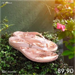 Rasteira Boa Onda Lily Rosa Nude/Borboleta 1319.250.004