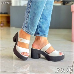 Tamanco Miss Miss Plataforma Offwhite/Preto 10270