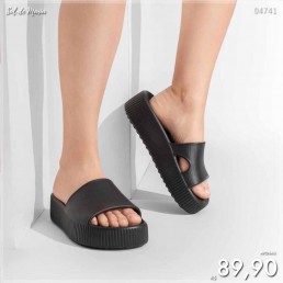 Chinelo Nuvem Flatform Preto CH256